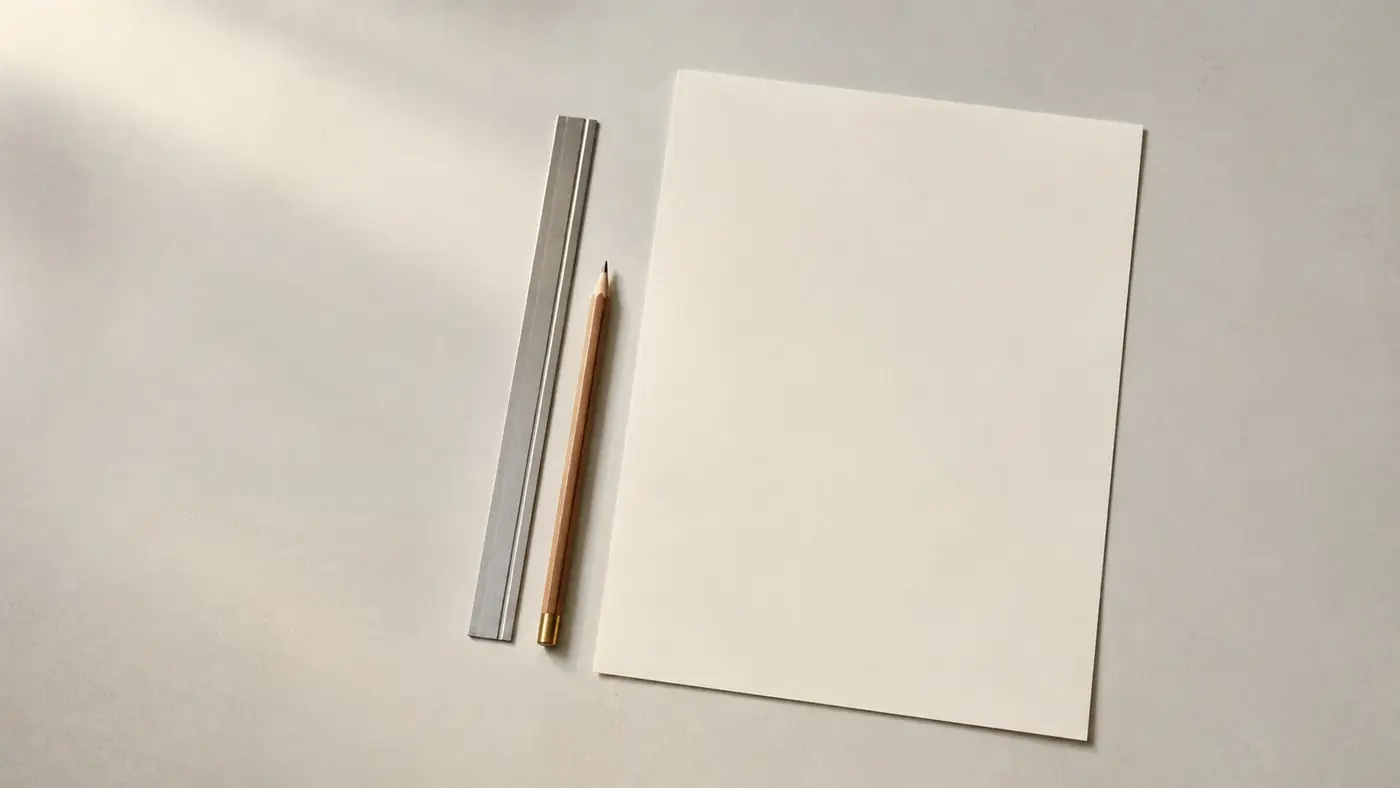 A studio desk with printed layouts, a pencil and a folded proof