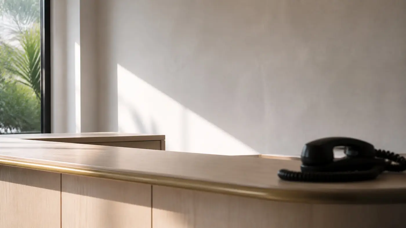 A phone on a clinic bench showing a booking screen mid-load