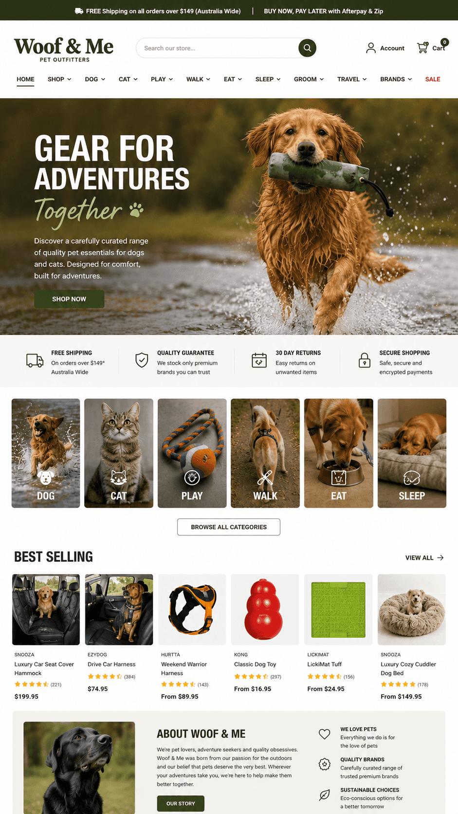 Pet retail ecommerce website example